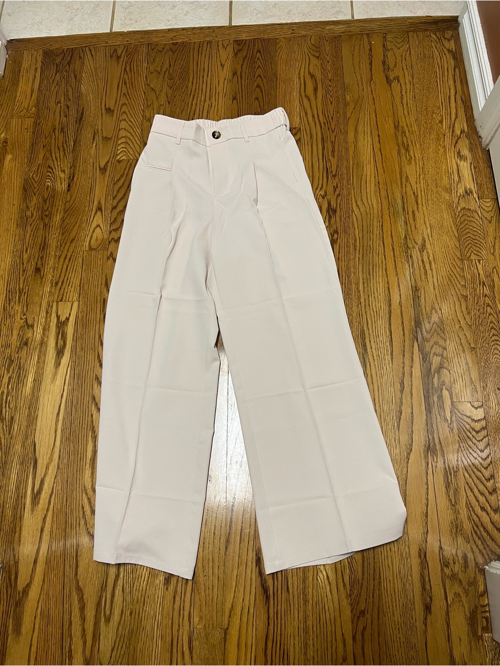 Wide-Leg High-Waist Trousers - Cream